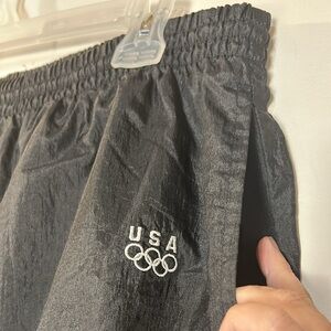 Vtg USA Olympics Pants Men's Medium Black Windbreaker Track JC Penney Zip Ankle‎